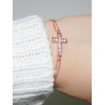 Rose Gold Sideways Cross Dainty Bracelet 